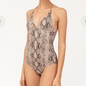 Stella McCartney (NWT) Timeless One-Piece Swim, Snakeskin, Size Small